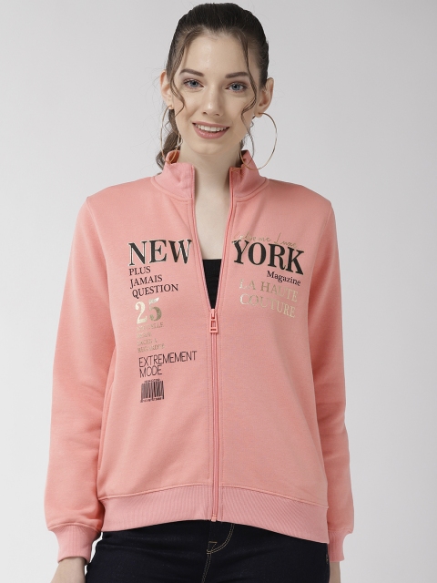 

Madame Women Peach-Coloured & Black Printed Sweatshirt