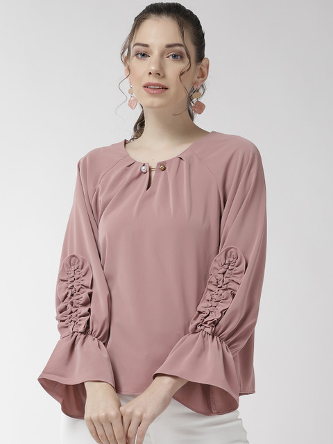 

Madame Women Dusty Pink Solid Regular Top