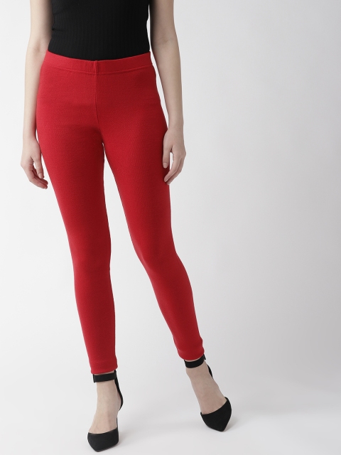 

Madame Women Red Solid Cropped Winter Leggings