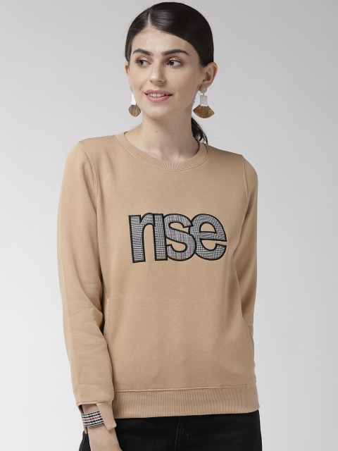 

Madame Women Beige Applique Detail Sweatshirt