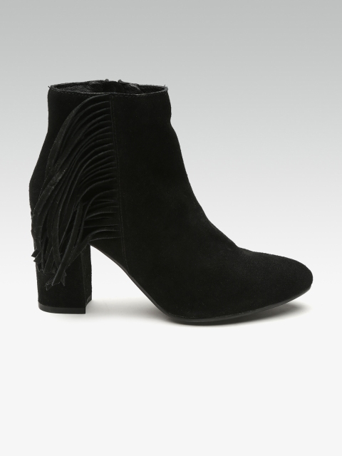 

Street Style Store Women Black Solid Suede Heeled Boots