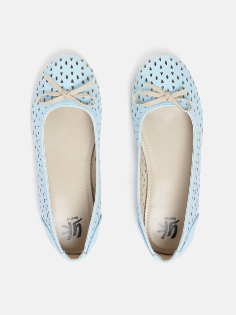 

YK Girls Blue Laser Cuts Ballerinas with Bow Detail