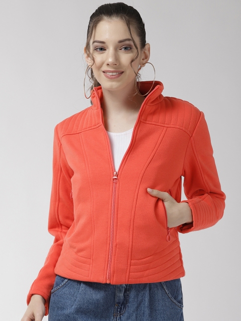 

Madame Women Orange Solid Sweatshirt