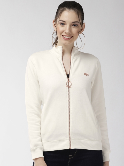 

Madame Women Off-White Solid Sweatshirt