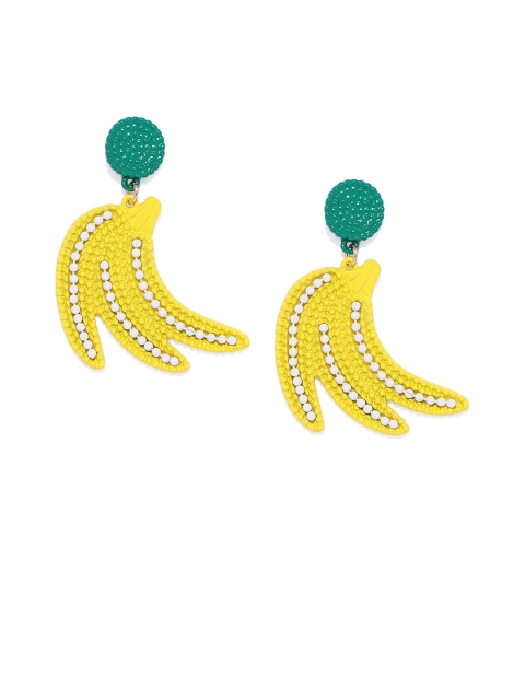 

ChicMela Yellow & Green Contemporary Drop Earrings