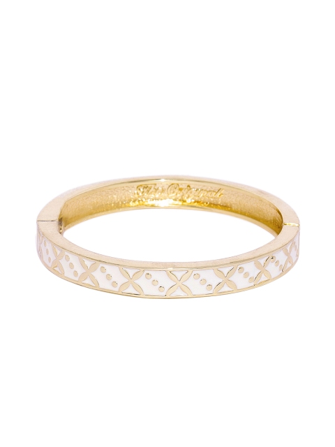 

ChicMela Women Gold-Toned & White Enamelled Cuff Bracelet