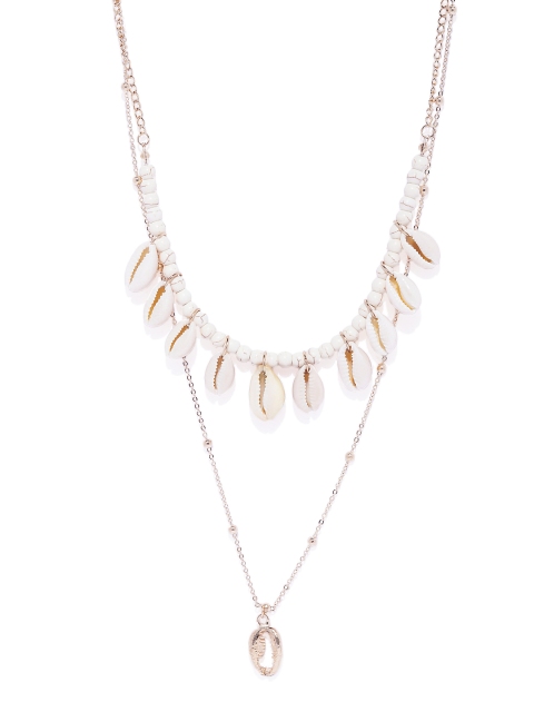 

ChicMela Gold-Plated Natural shell layered Handcrafted Necklace, Off white