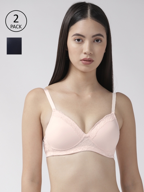 

Marks & Spencer Pack of 2 Navy Blue & Pink Solid Post Surgery Non-Wired Bras T331880