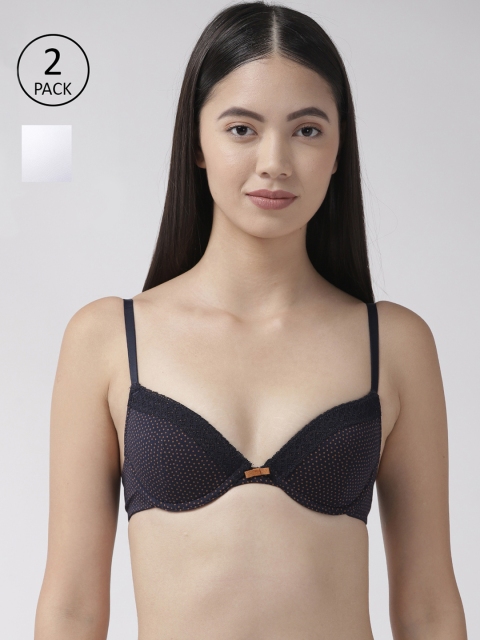 

Marks & Spencer Pack of 2 Navy Blue & White Underwired Lightly Padded Bras T330363X