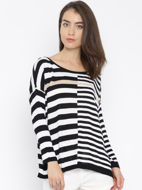 

United Colors of Benetton Black & White Striped Winter Top