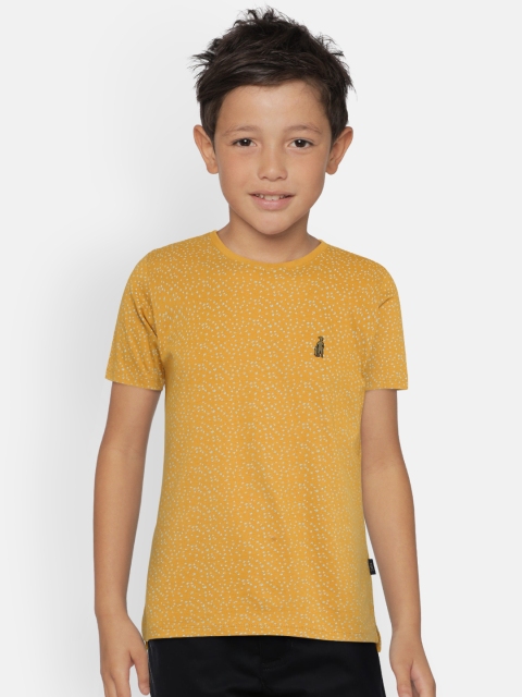 

Zalza Boys Mustard Yellow Printed Round Neck T-shirt