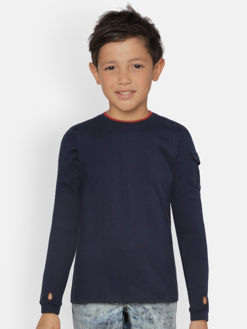 

Zalza Boys Navy Blue Solid Round Neck T-shirt