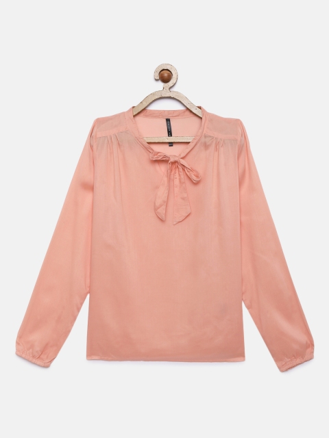 

Zalza Girls Peach-Coloured Solid Top