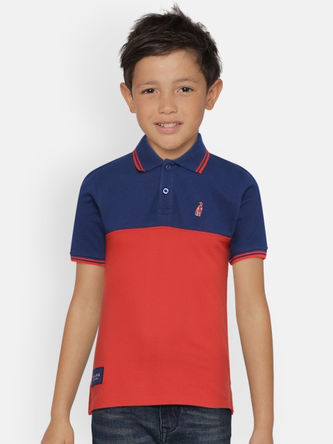 

Zalza Boys Navy Blue & Red Colourblocked Polo Collar T-shirt