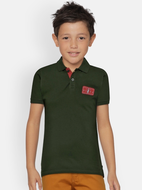 

Zalza Boys Green Solid Polo Collar T-shirt