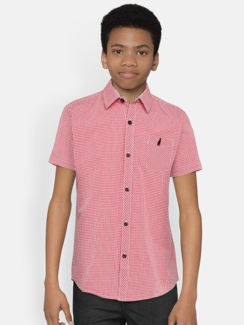 

Zalza Boys Red & White Regular Fit Checked Casual Shirt