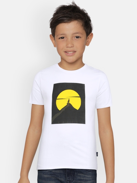 

Zalza Boys White Printed Round Neck T-shirt