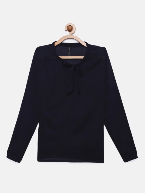 

Zalza Girls Navy Blue Solid Top
