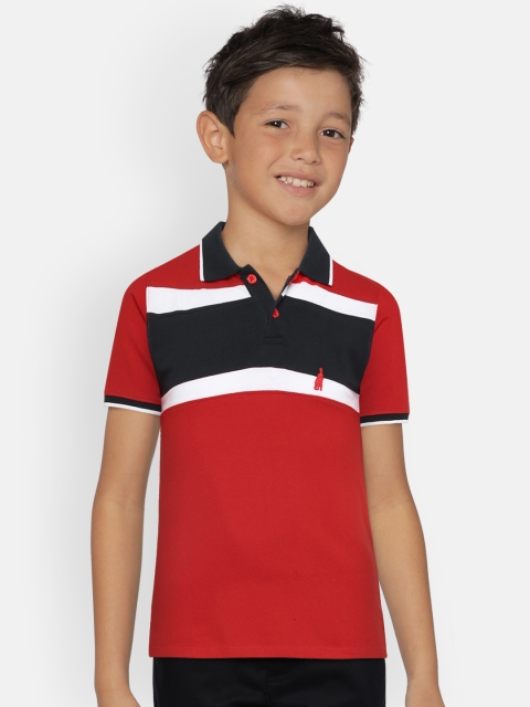 

Zalza Boys Red & Black Striped Polo Collar T-shirt