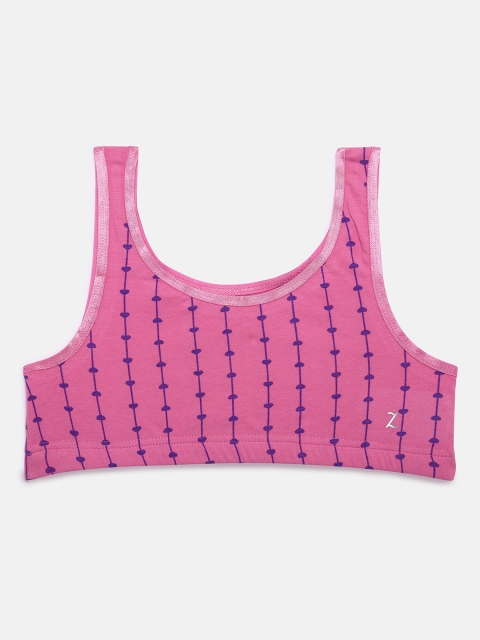 

Zalza Pink Printed Non-Wired Non Padded Sports Bra 1008