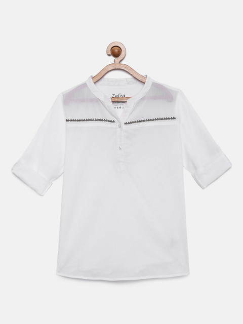 

Zalza Girls White Solid Shirt Style Top