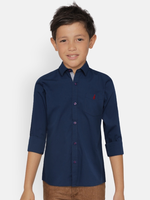 

Zalza Boys Navy Blue Apalis Regular Fit Solid Organic Cotton Casual Shirt