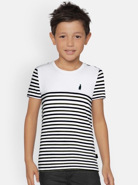 

Zalza Boys White & Blue Striped Round Neck T-shirt