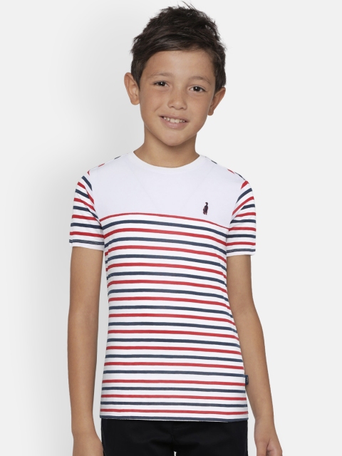 

Zalza Boys White & Red Striped Round Neck T-shirt