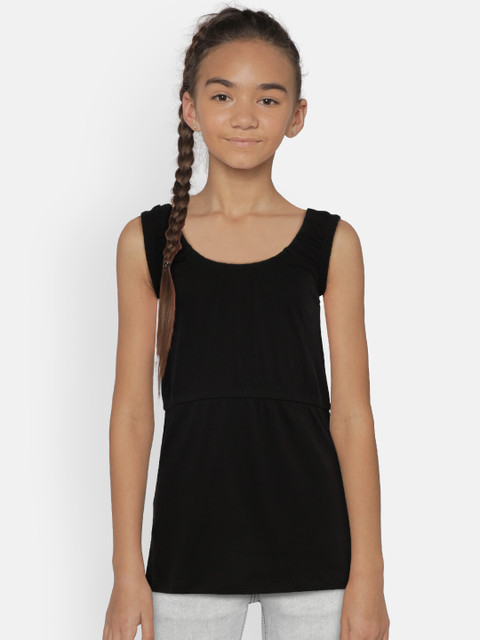 

Zalza Girls Black Solid Top