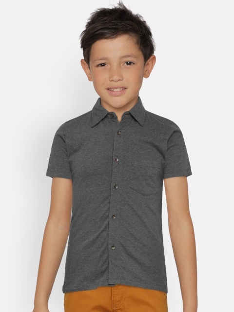 

Zalza Boys Grey Regular Fit Solid Casual Shirt