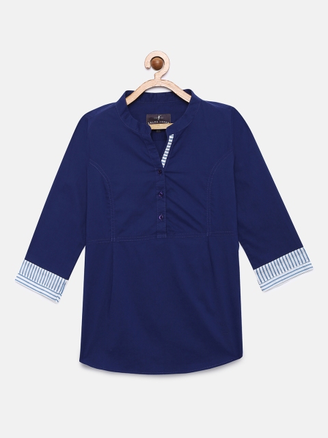 

Zalza Girls Navy Blue Shirt Style Top