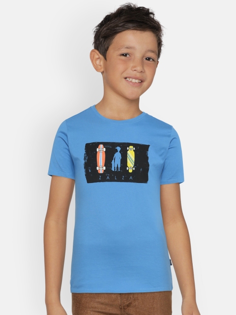 

Zalza Boys Blue Printed Round Neck T-shirt