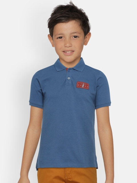 

Zalza Boys Blue Solid Polo Collar T-shirt