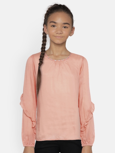 

Zalza Girls Peach-Coloured Solid Top