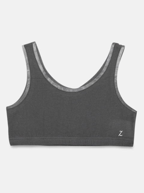 

Zalza Grey Solid Non-Wired Non Padded Sports Bra 1008