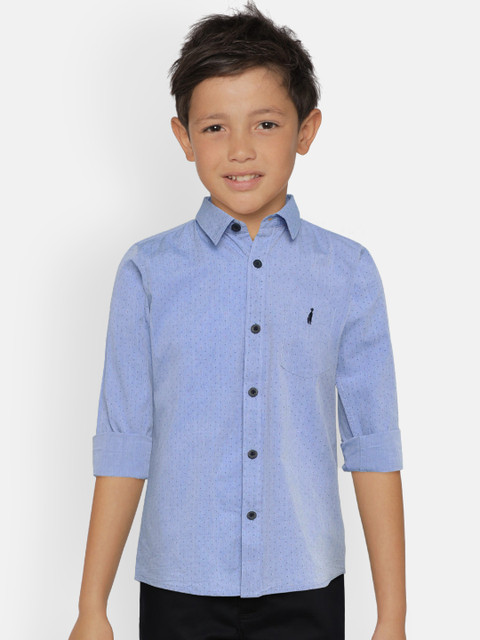 

Zalza Boys Blue Regular Fit Printed Casual Shirt