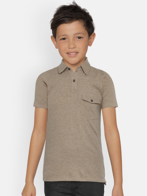 

Zalza Boys Beige Solid Polo Collar T-shirt