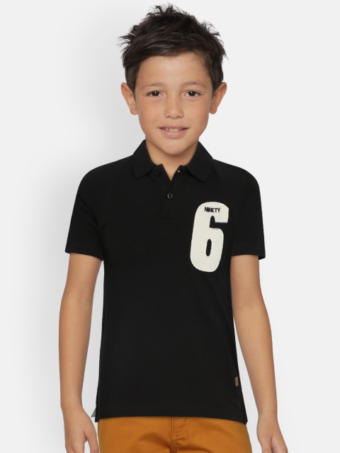 

Zalza Boys Black Solid Polo Collar T-shirt