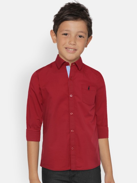 

Zalza Boys Red Regular Fit Solid Casual Shirt