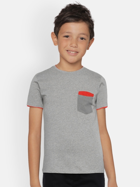 

Zalza Boys Grey Melange Solid Round Neck T-shirt