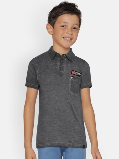 

Zalza Boys Grey Solid Polo Collar T-shirt