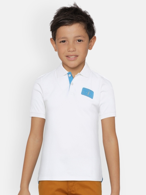 

Zalza Boys White Solid Polo Collar T-shirt