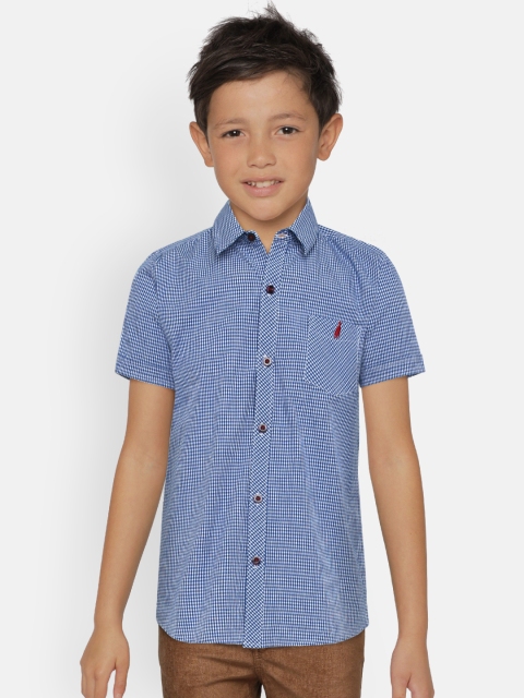 

Zalza Boys Blue & White Argus Regular Fit Checked Organic Cotton Casual Shirt