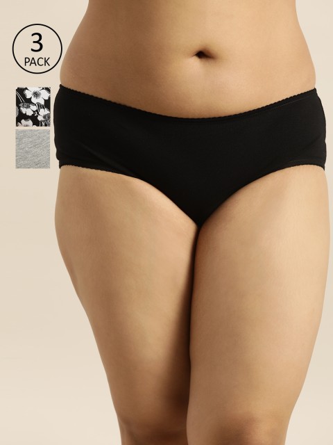 

Sztori Plus Size Women Pack of 3 Bikini Briefs SZ-BRF-AS-32-A, Black