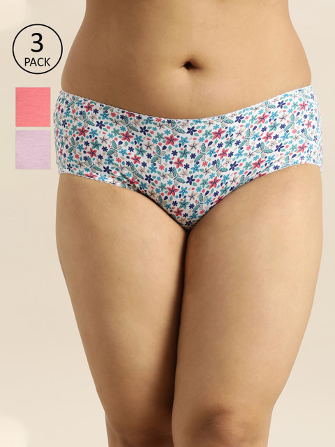 

Sztori Plus Size Women Pack of 3 Mid Rise Hipsters Briefs SZ-BRF-AS-06-A, Peach