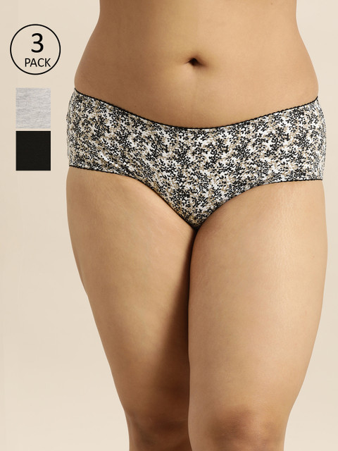 

Sztori Plus Size Women Pack of 3 Hipster Briefs SZ-BRF-AS-09-A, Black