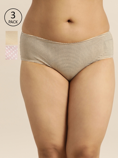 

Sztori Plus Size Women Pack of 3 Hipster Briefs SZ-BRF-AS-15-A, Pink