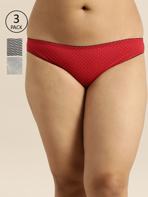 

Sztori Plus Size Women Pack of 3 Bikini Briefs SZ-BRF-AS-28-A, Red