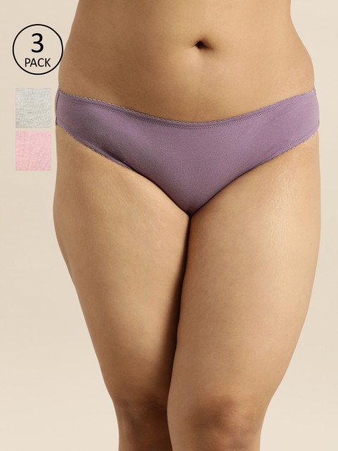 

Sztori Plus Size Women Pack of 3 Mid Rise Solid Bikini Briefs SZ-BRF-AS-S25-A, Pink