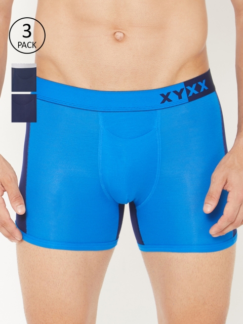 

XYXX Men Pack of 3 Colourblocked Trunks XYTRNK3PCKN386, Blue